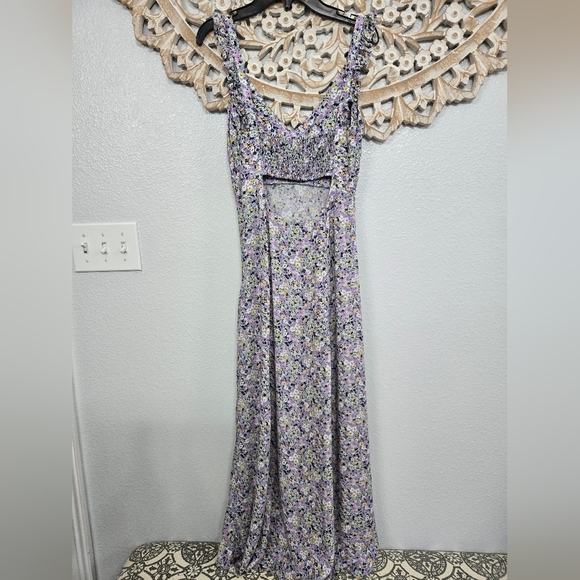 Zara Floral Ditzy Sleeveless Midi Dress with Slit - Picture 6 of 7